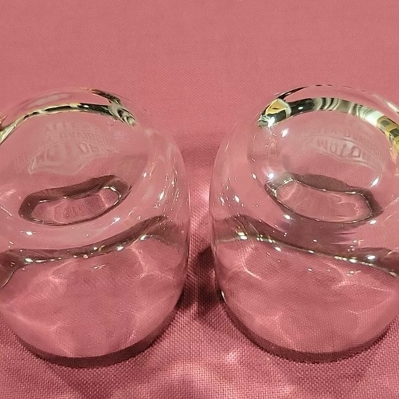 Vintage Harley Davidson Whiskey Glasses Roly Poly Rocks Tumblers MCM Platinum - Picture 4 of 7